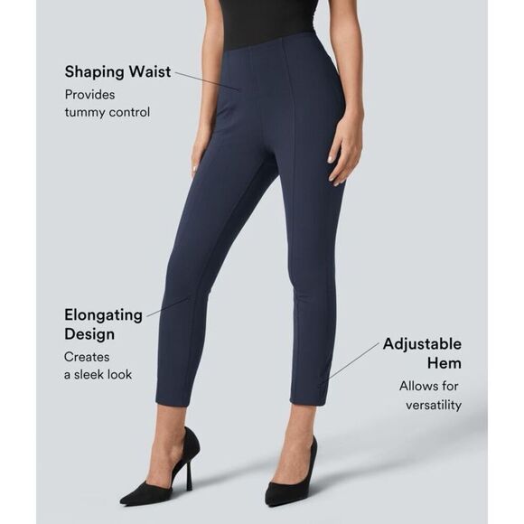 Halara Flex High Waisted Tummy Control Adjustable Hem 7/8 Pant Blue Size Large - Picture 7 of 13